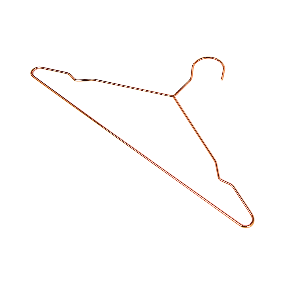 16.5" Rose Gold Shiny Metal Wire Coat Suit Top Clothes Hangers 60pcs