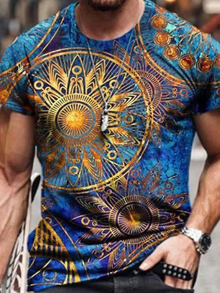 3D Printed Wolf Pattern Summer Outdoor Casual Men's T-Shirt Loose Comfortable Sports Short Sleeves Street Fashion Crewneck Tops