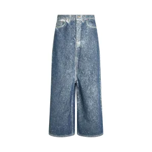 Acid Wash Denim Pants in Indigo