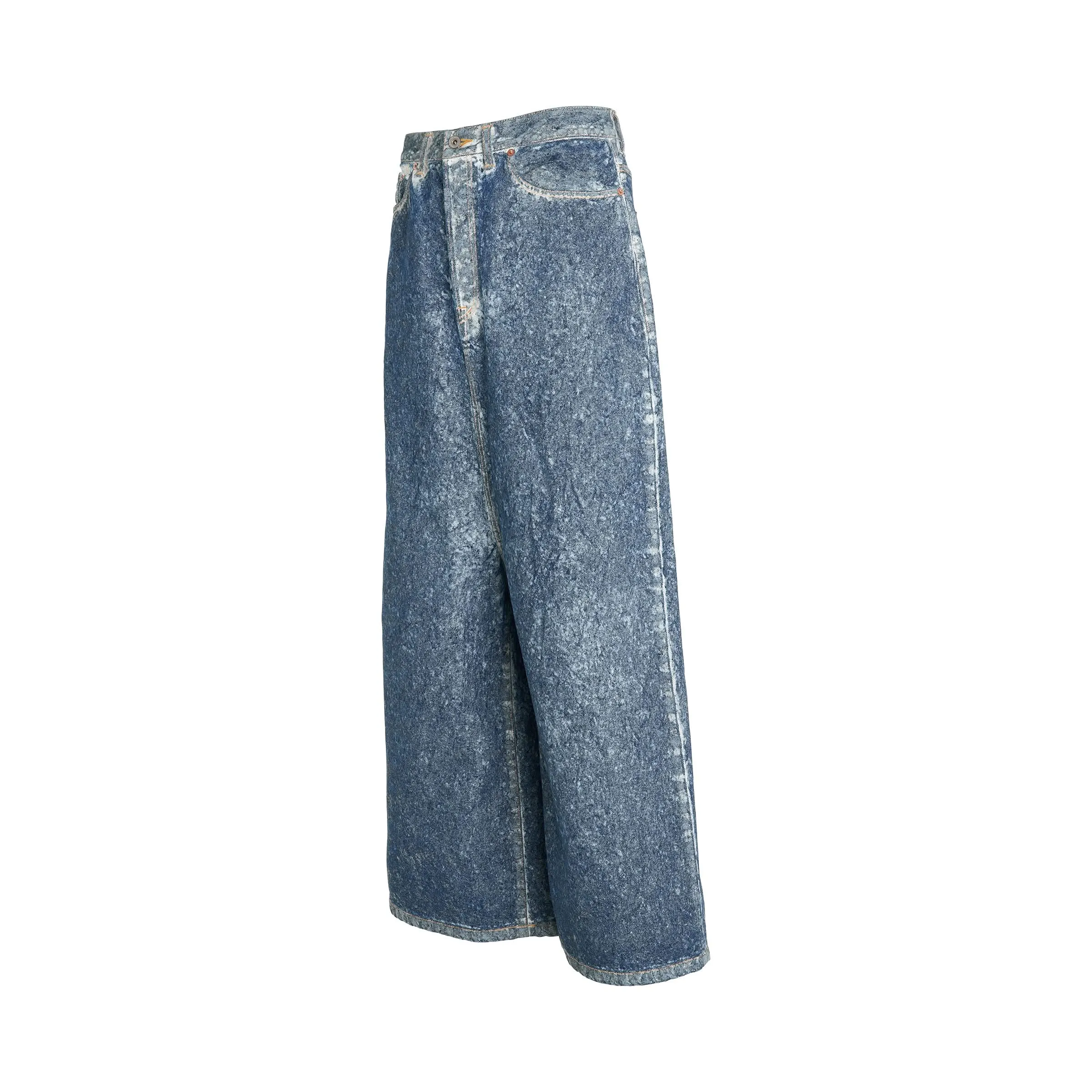 Acid Wash Denim Pants in Indigo