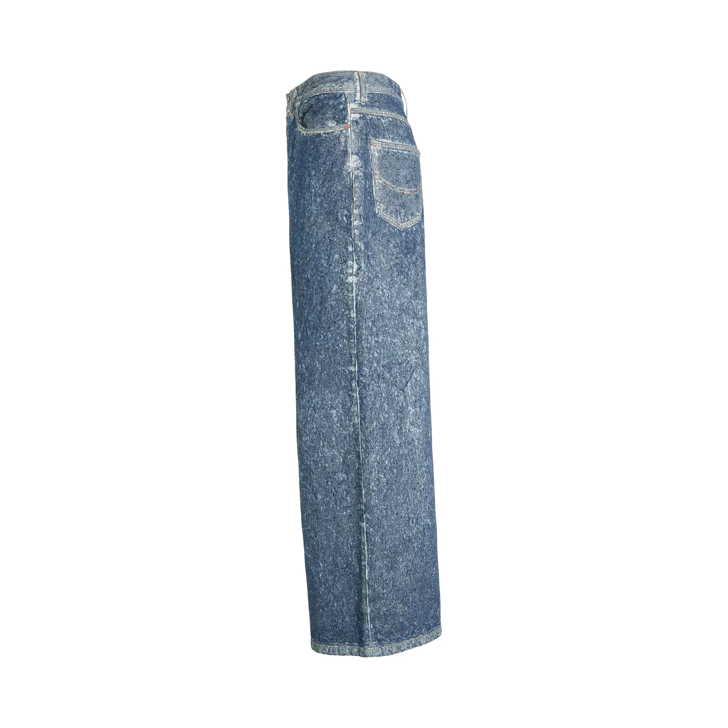 Acid Wash Denim Pants in Indigo