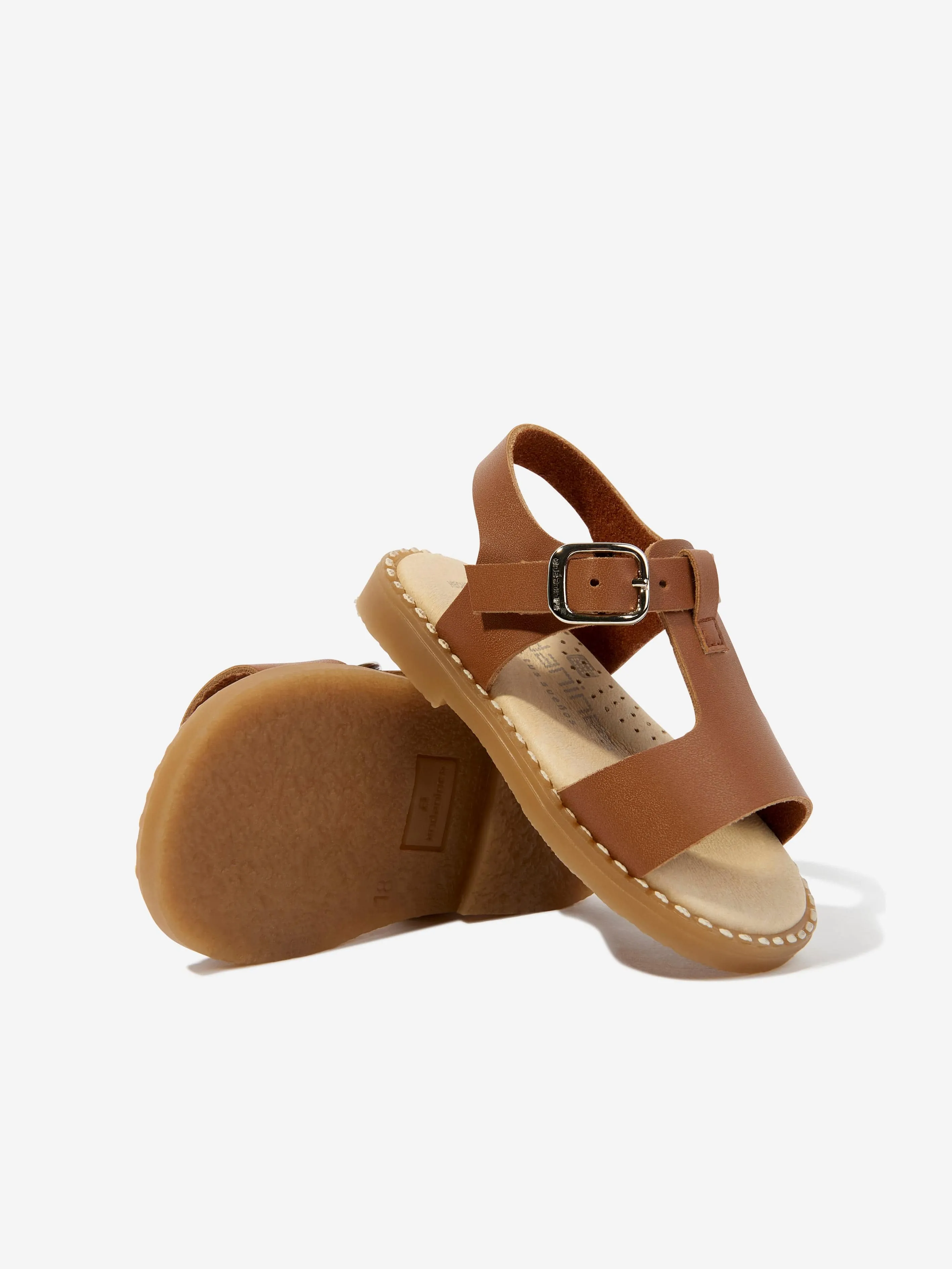 Andanines Kids Leather Sandals in Beige