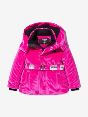 Balmain Girls Branded Ski Jacket in Pink