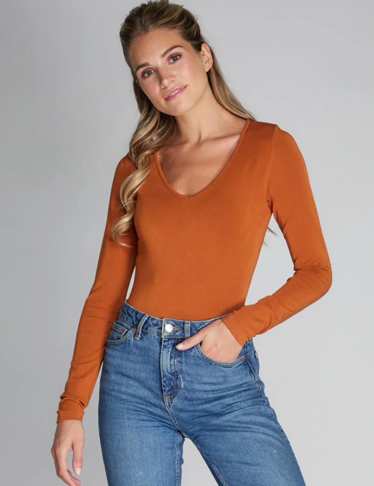 Bamboo V-Neck Long Sleeve