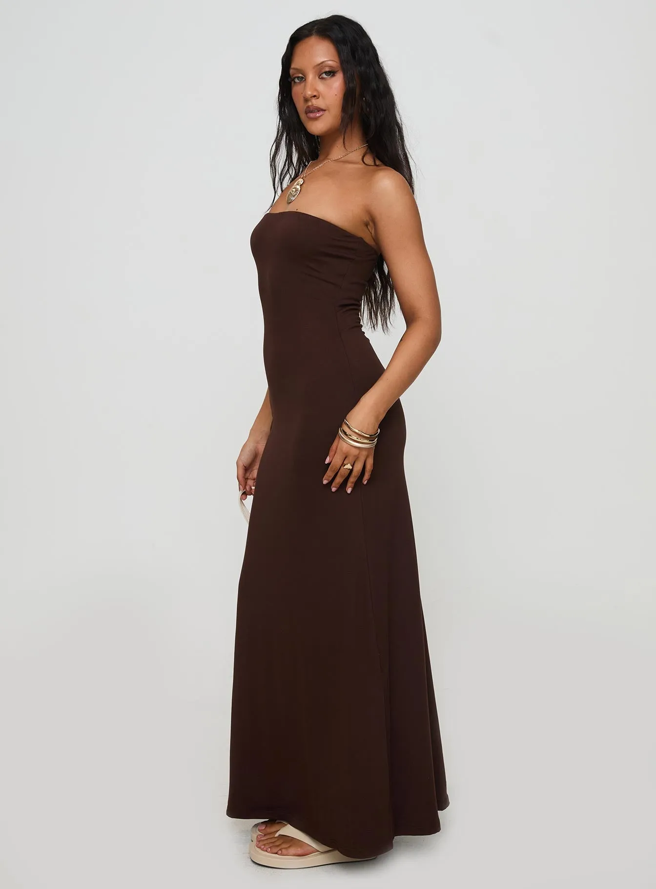 Bellaire Strapless Maxi Dress Brown