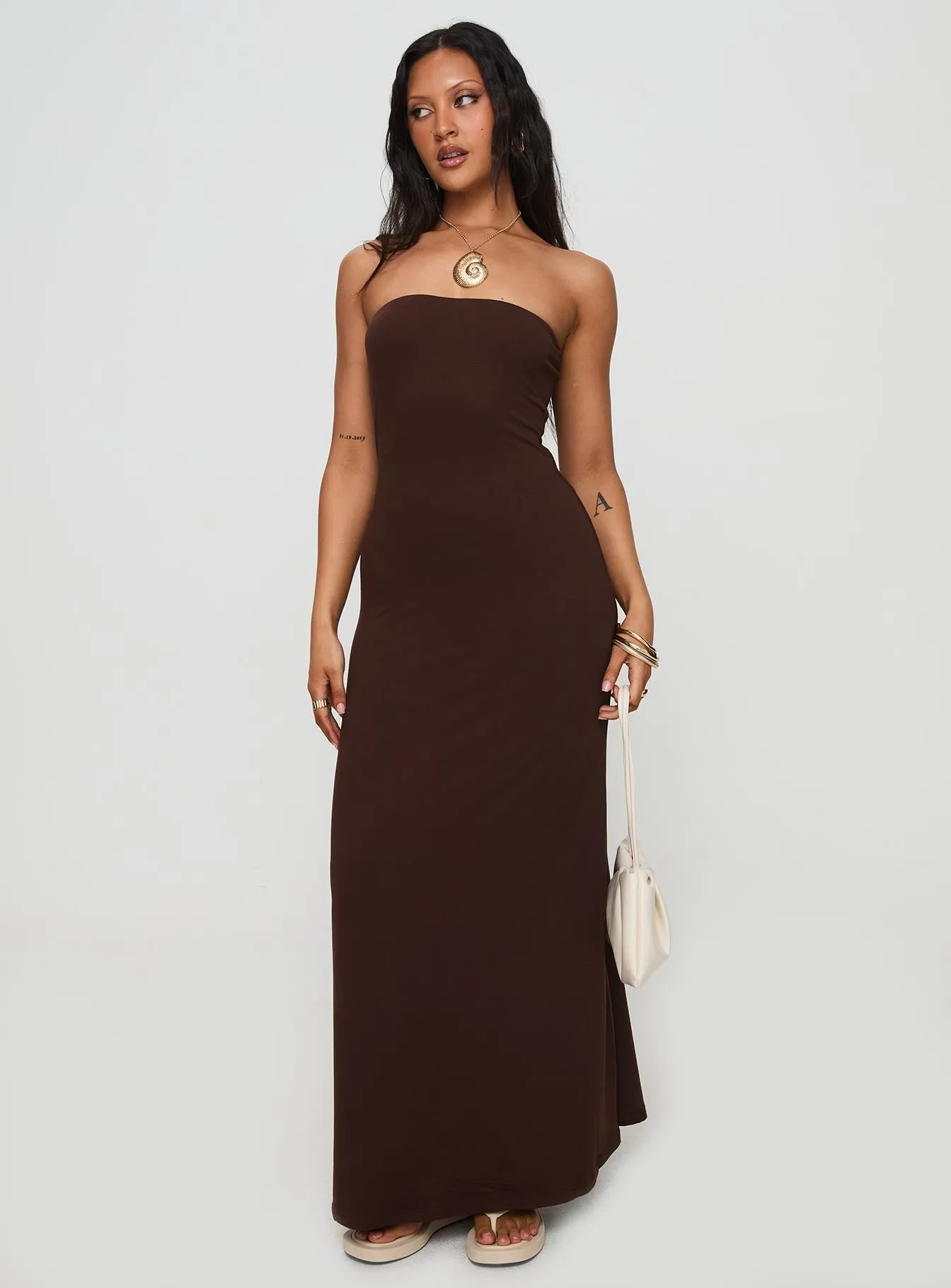 Bellaire Strapless Maxi Dress Brown