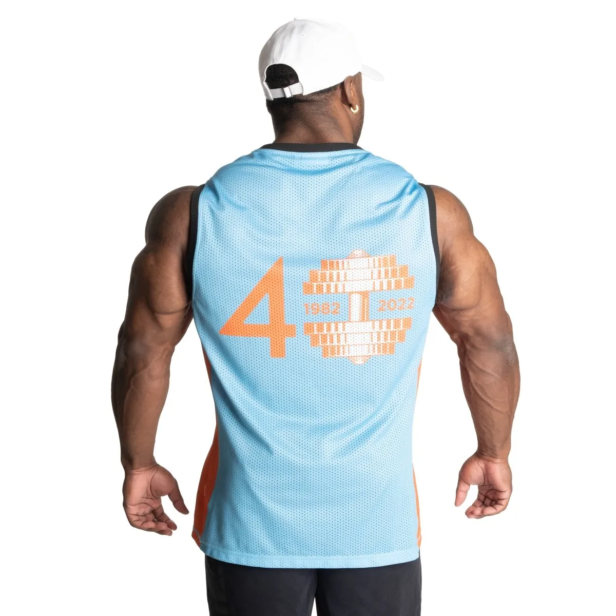 Better Bodies Anniversary Mesh Tank - Light Blue/Flame