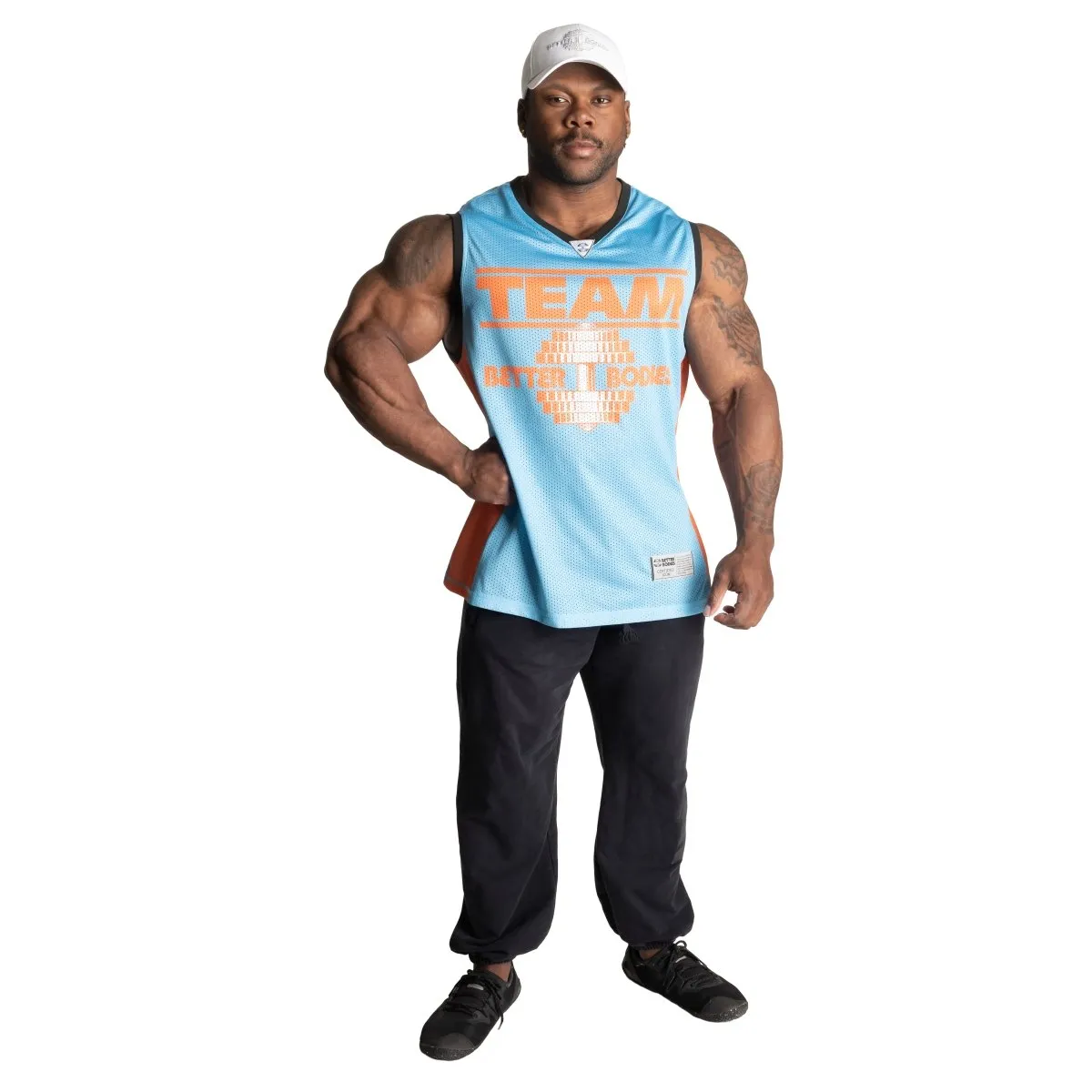 Better Bodies Anniversary Mesh Tank - Light Blue/Flame