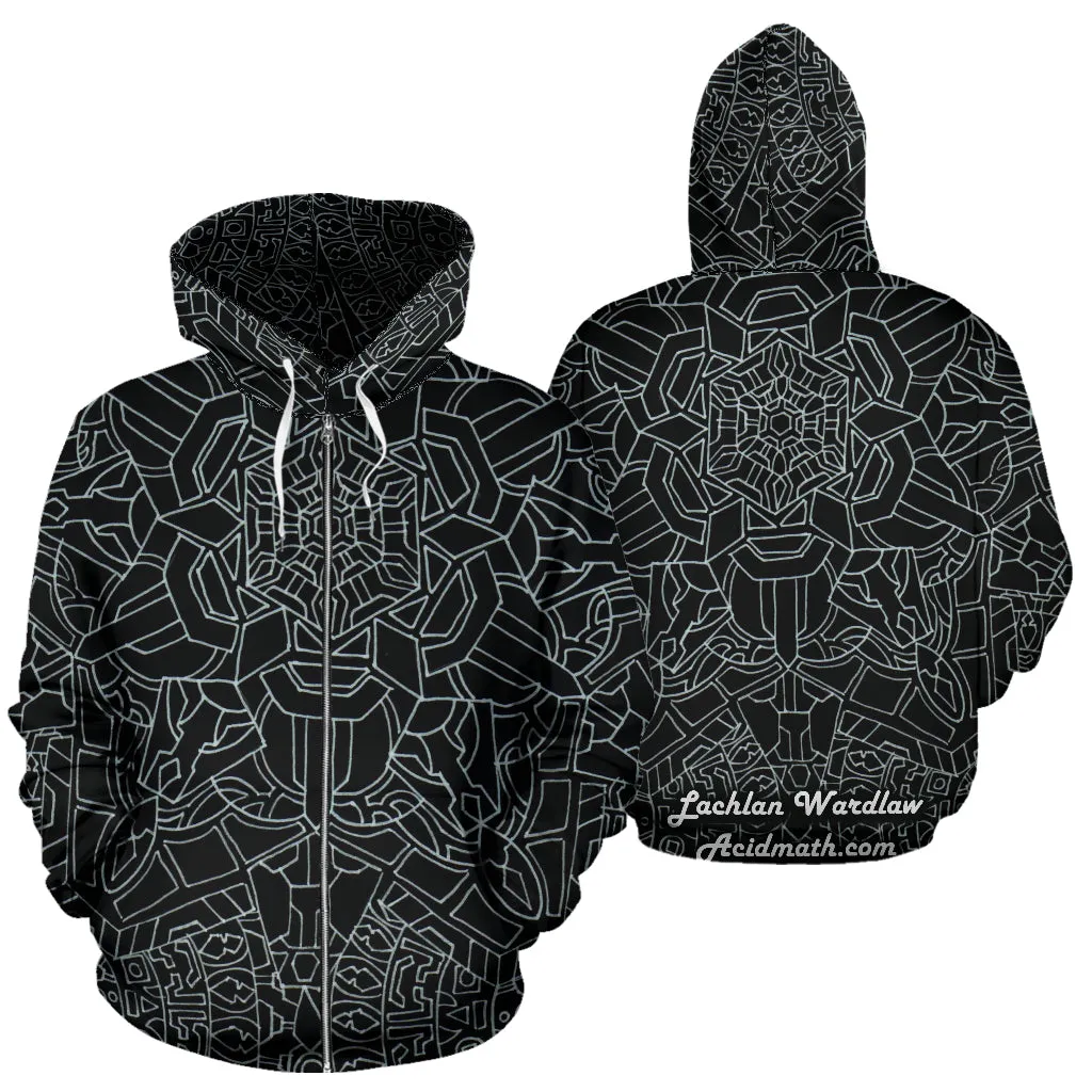 BLOOMING FLOWER BLACK Quantum Quilt HOODIE | LACHLAN WARDLAW