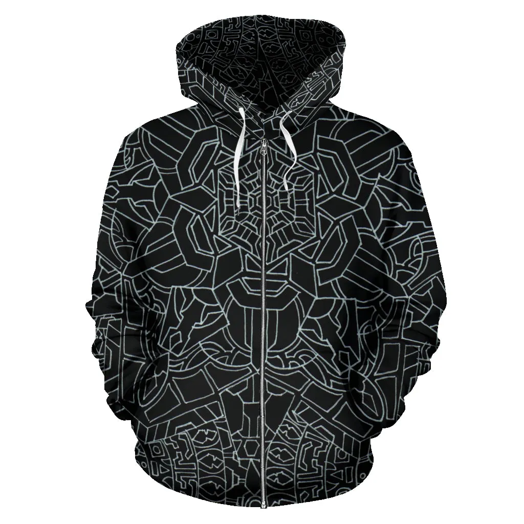 BLOOMING FLOWER BLACK Quantum Quilt HOODIE | LACHLAN WARDLAW