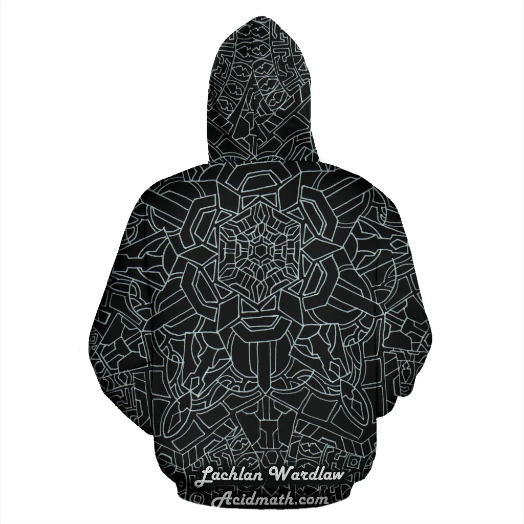 BLOOMING FLOWER BLACK Quantum Quilt HOODIE | LACHLAN WARDLAW