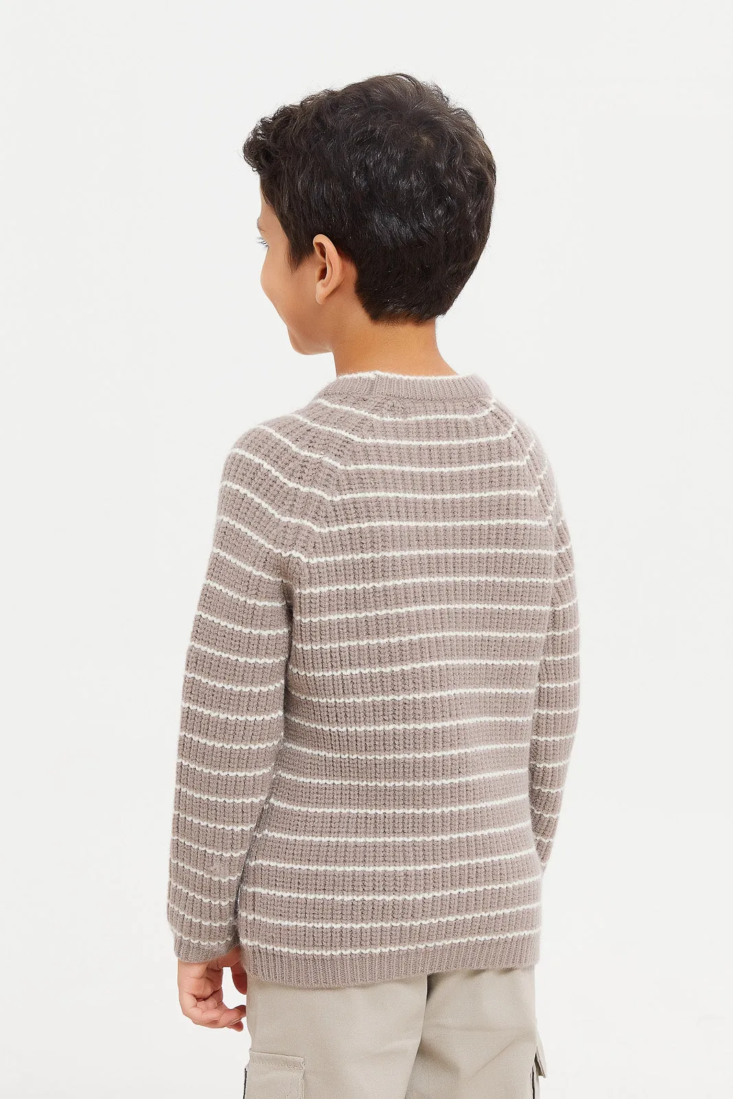 Boys Beige Stripe Jumper