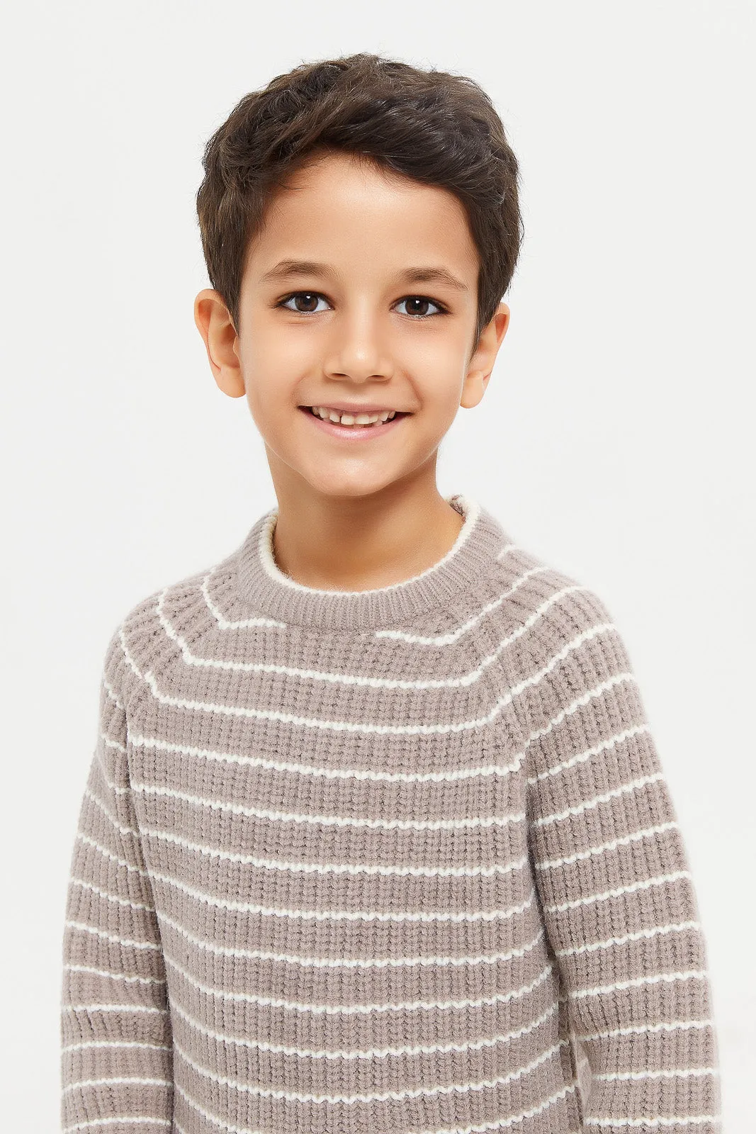 Boys Beige Stripe Jumper