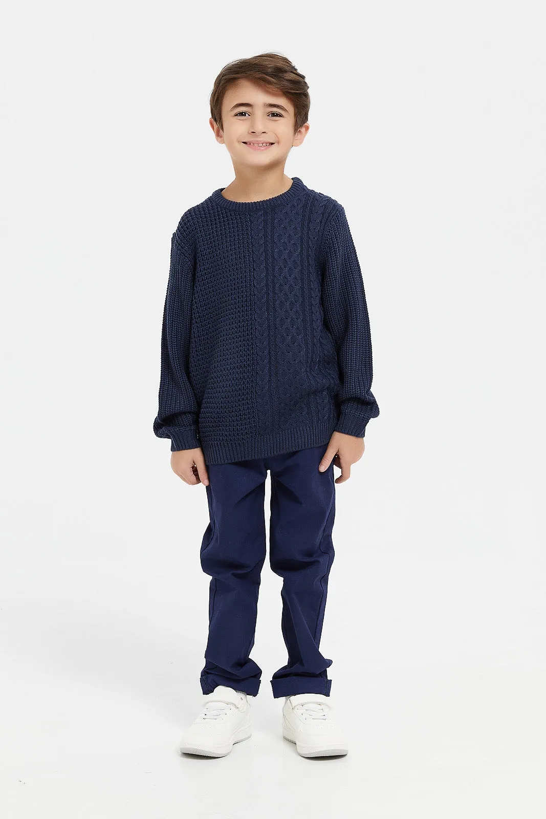 Boys Navy Knitted Pullover