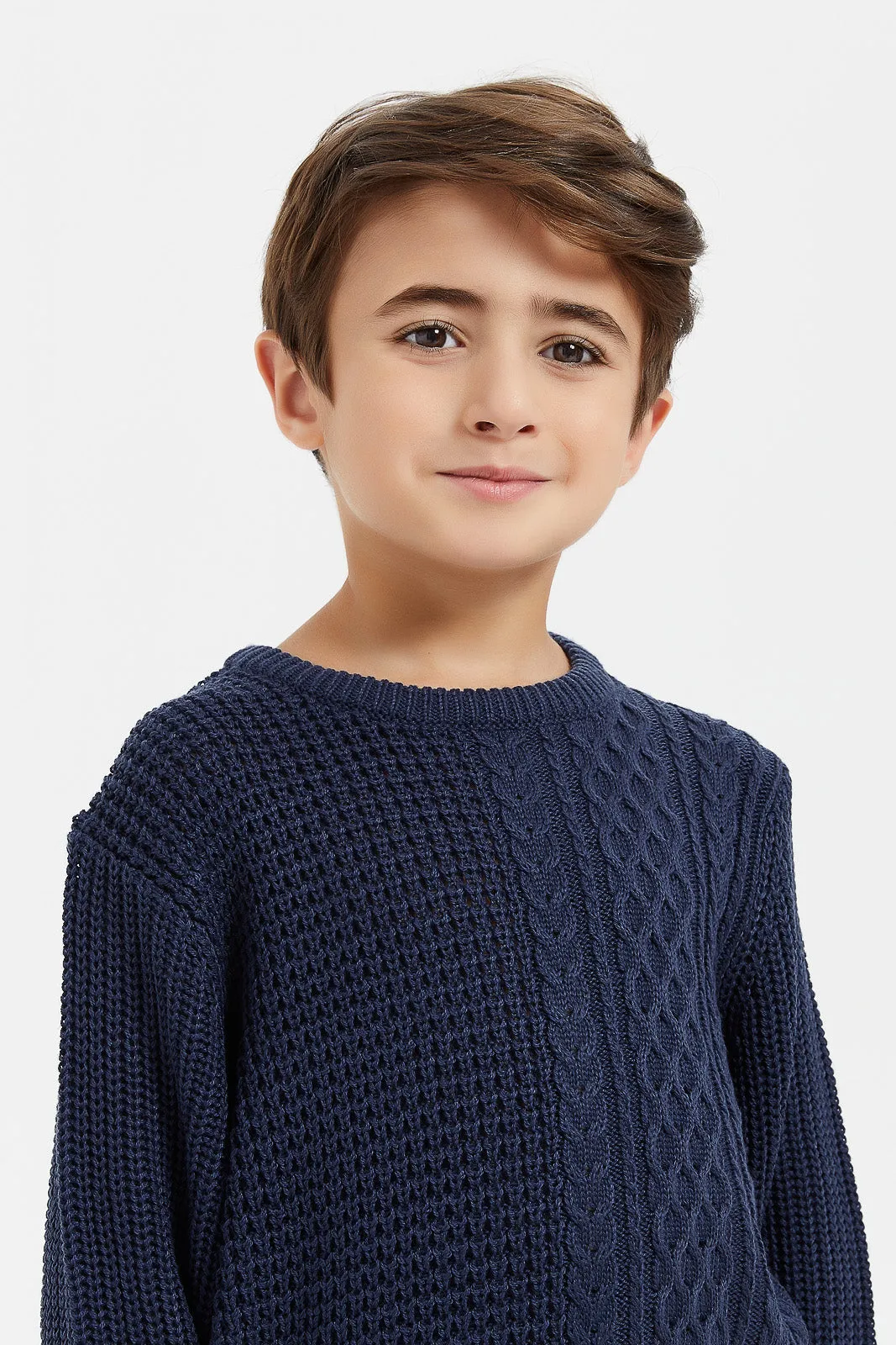 Boys Navy Knitted Pullover