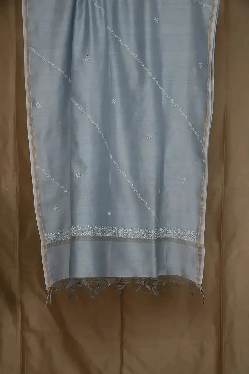 Chanderi Length Mukaish with Dupatta - Grey