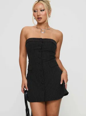 Change It Up Mini Dress Black / Pinstripe