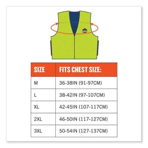 Chill-its 6665 Embedded Polymer Cooling Vest With Zipper, Nylon/polymer, Medium, Lime, Ships In 1-3 Business Days