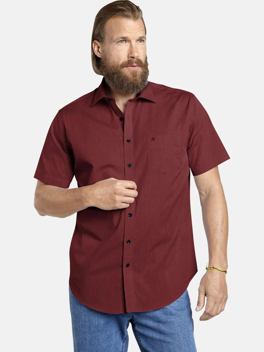 Comfortable button-down shirt Jan Vanderstorm Evin, burgundy/white