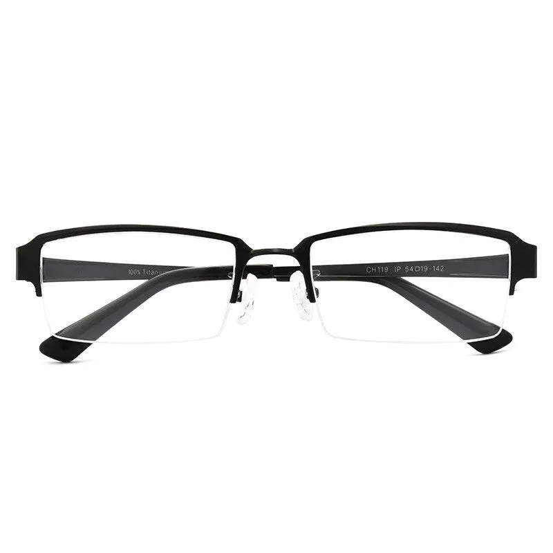 Cubojue Unisex Semi Rim Rectangle Titanium Eyeglasses