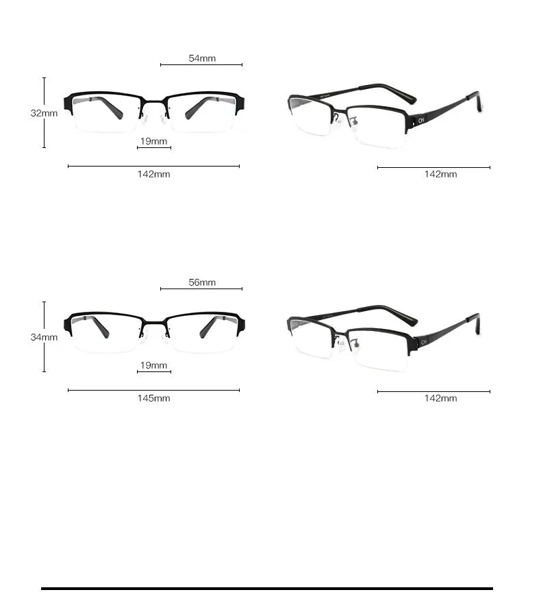 Cubojue Unisex Semi Rim Rectangle Titanium Eyeglasses