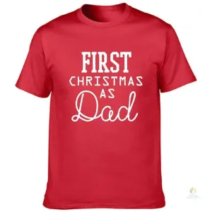 Dad First Christmas Red T-shirt