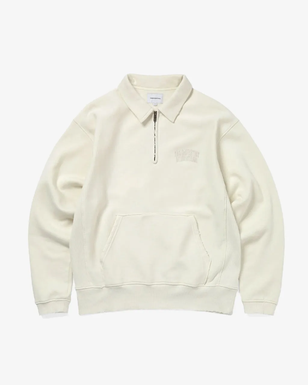 Damaged Half Zip Polo Sweatshirt Natural