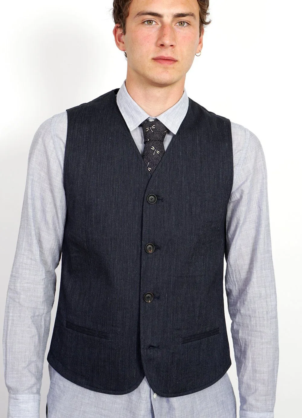 DANIEL | Four Button Waistcoat | Navy Melange