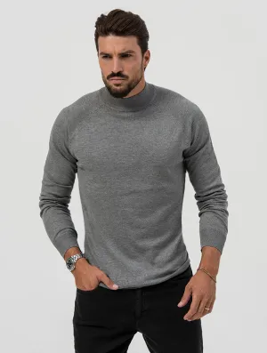 DOMINIC ROLLNECK SWEATER IN LIGHT GREY