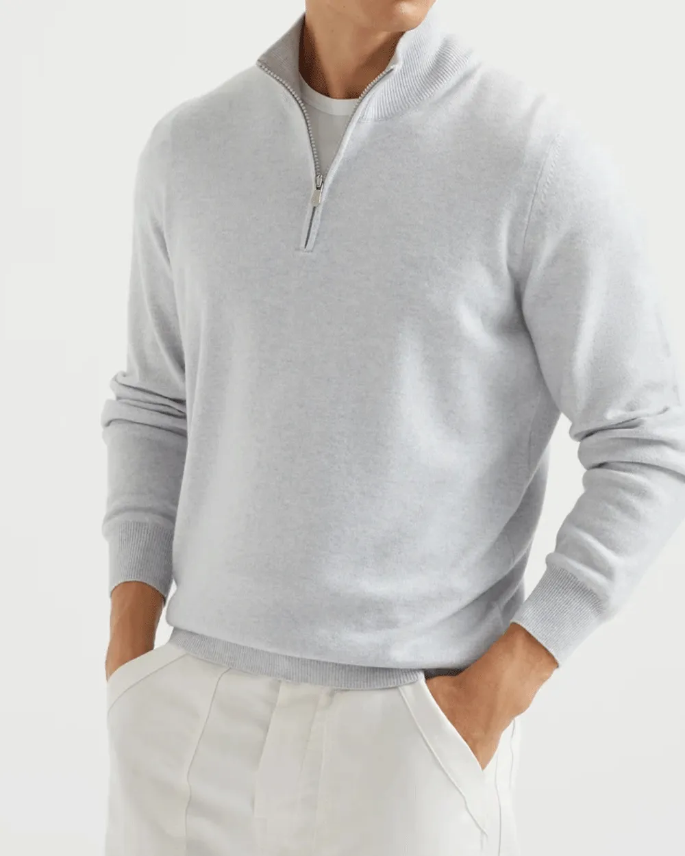 Dusty Blue Quarter Zip Sweater