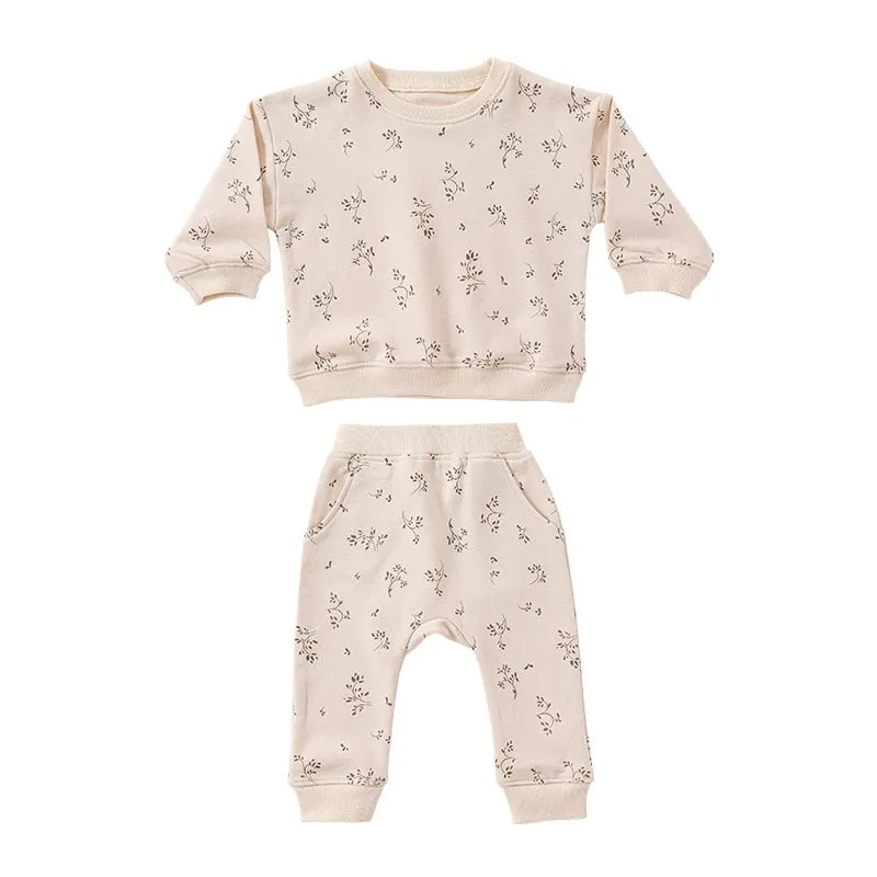 Earth tone Wildflower pattern Baby Set Top  Pants