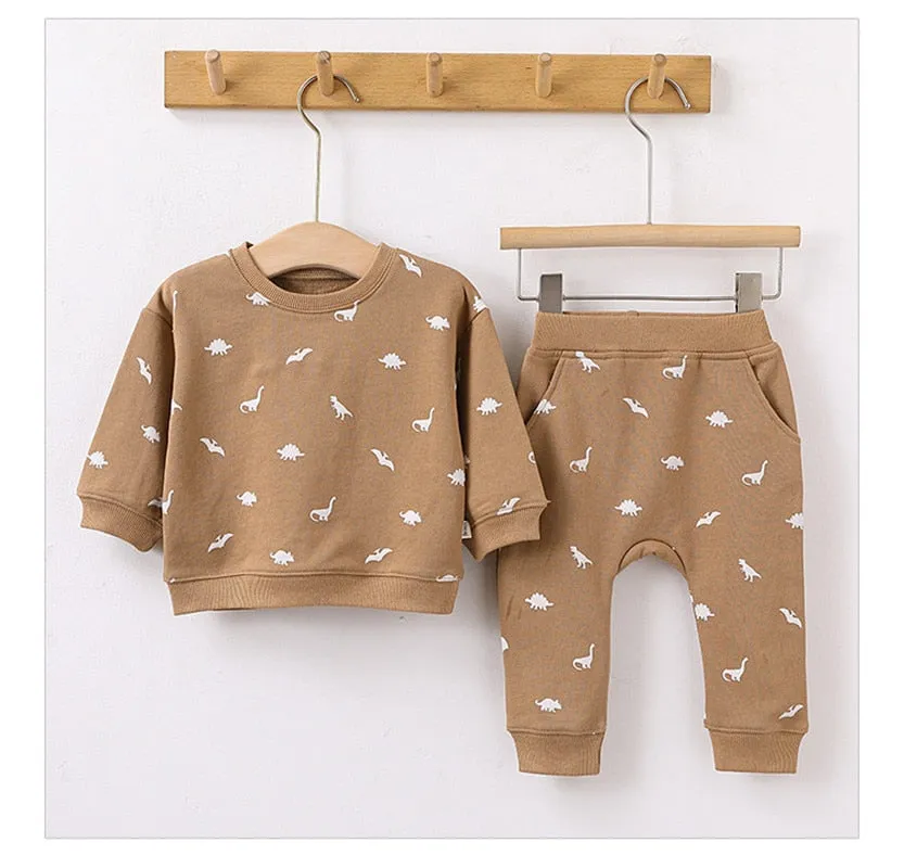 Earth tone Wildflower pattern Baby Set Top  Pants