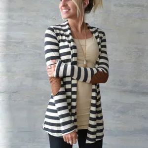 Elbow Patch Striped Cardigan