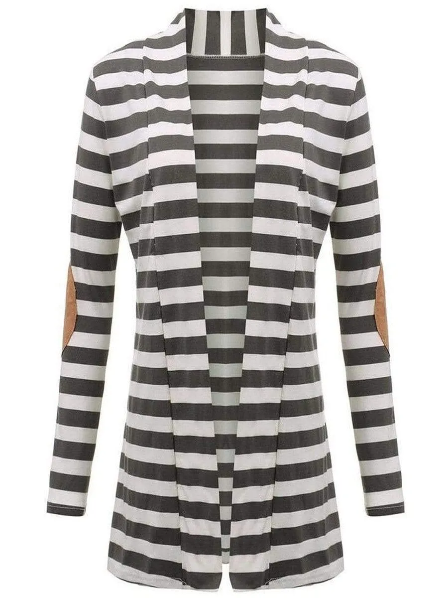 Elbow Patch Striped Cardigan