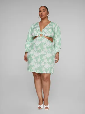 Fashion To Figure - Tika Palm Print O-Ring Dress