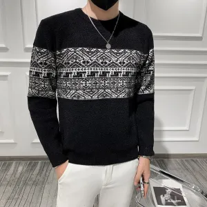 Geometric Pattern Long Sleeves O-Neck Knitwear