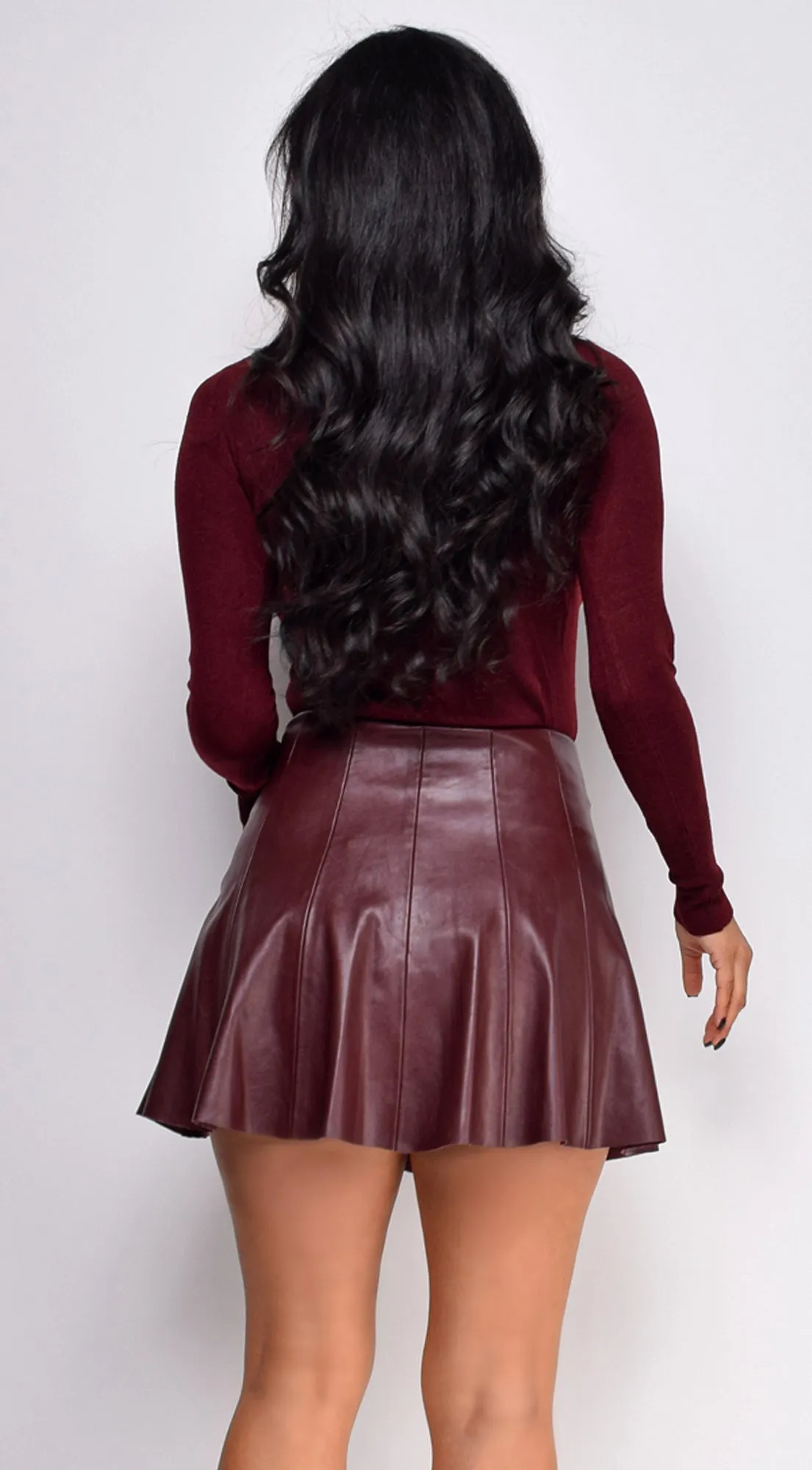 Gigi High Neck Long Sleeve Top - Burgundy