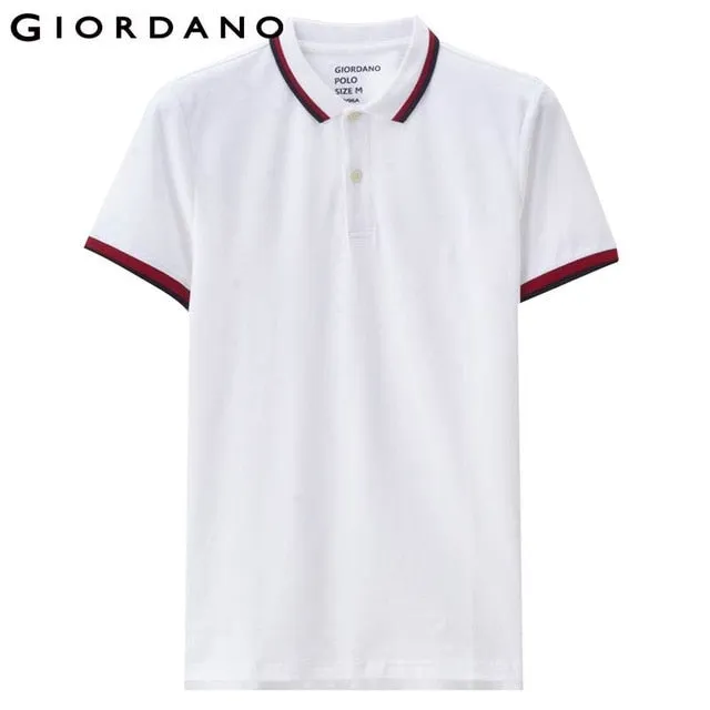 Giordano Men Slim Polo Pique Stretchy Polo Shirt Men Stripes Ribbed Collar Tops Short Sleeve Tee Shirt Camisa Masculina