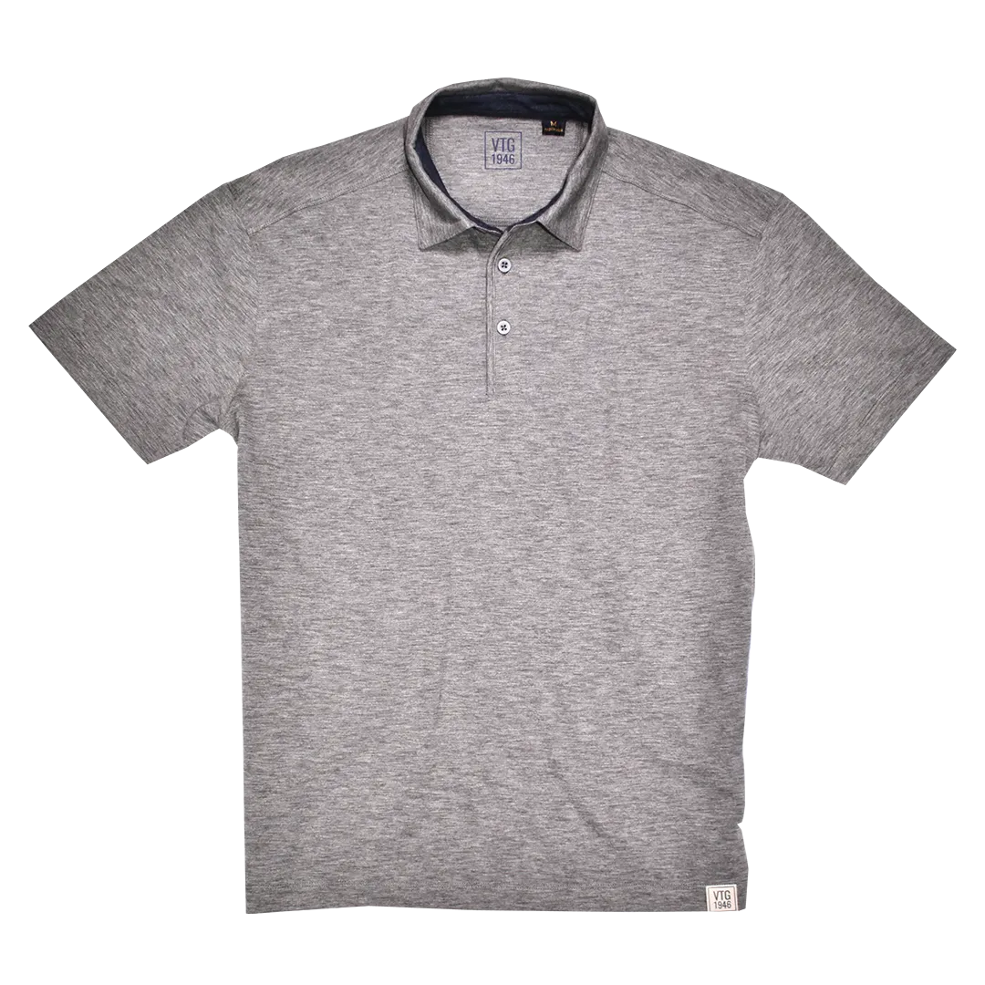 Heather Slub Jersey Polo, Grey