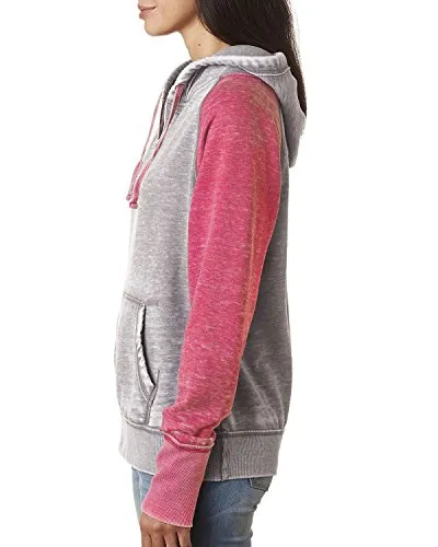 J. America Ladies Zen Contrast Pullover Hood Small