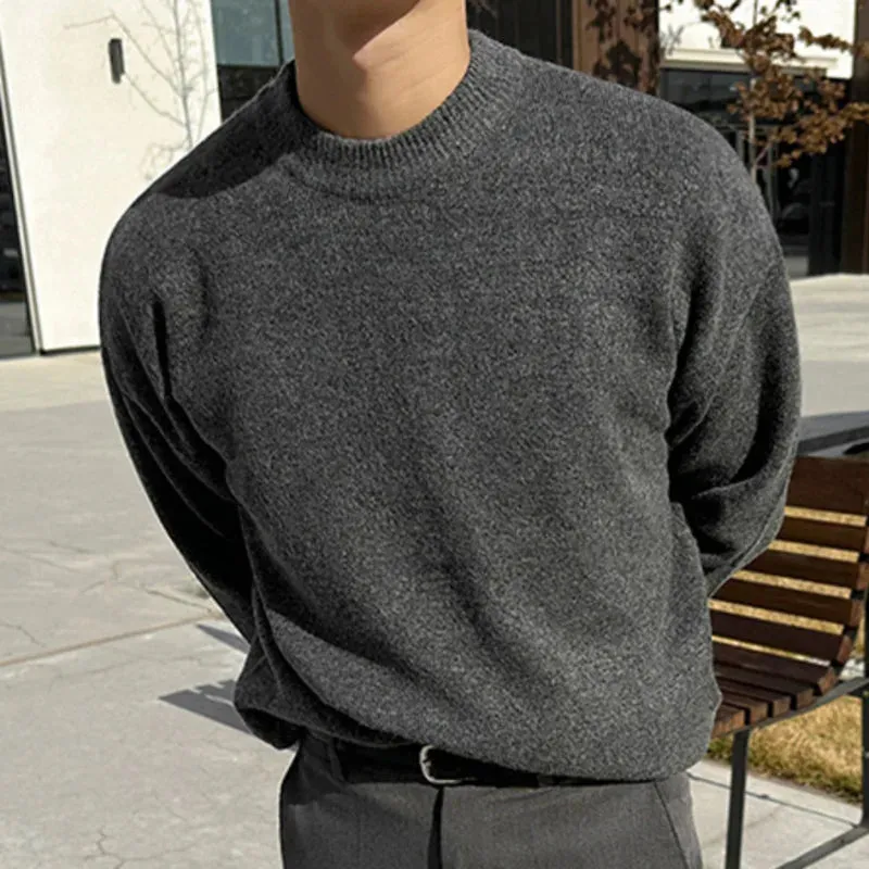 Korean Style Solid Misty Round Neck Sweater