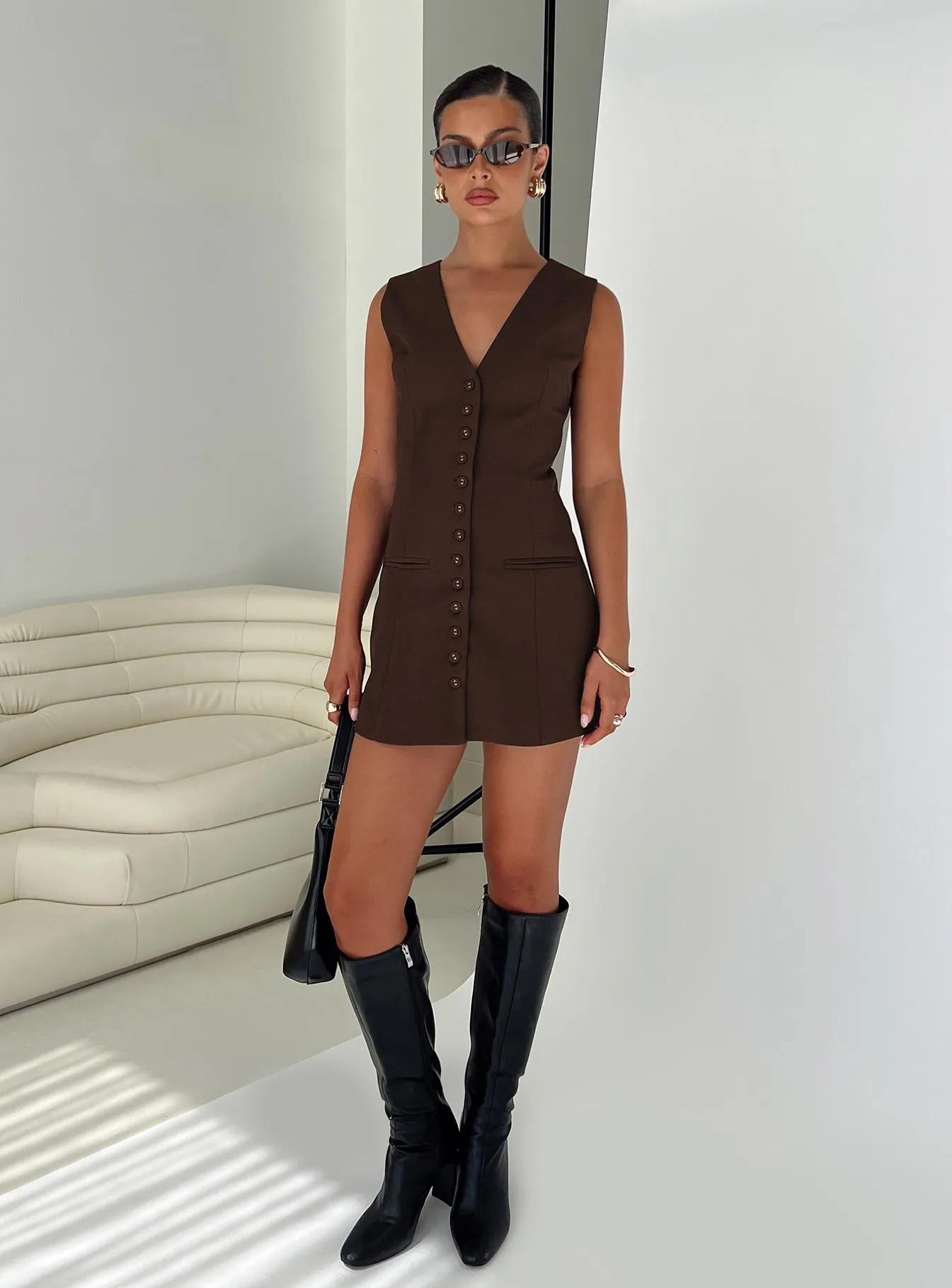 Laire Mini Dress Chocolate