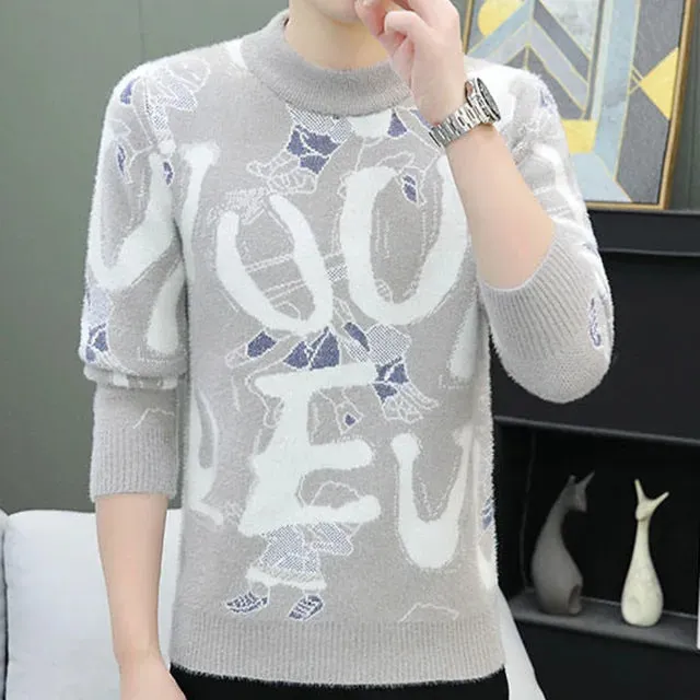 Letter Print Knitted O-Neck Sweater