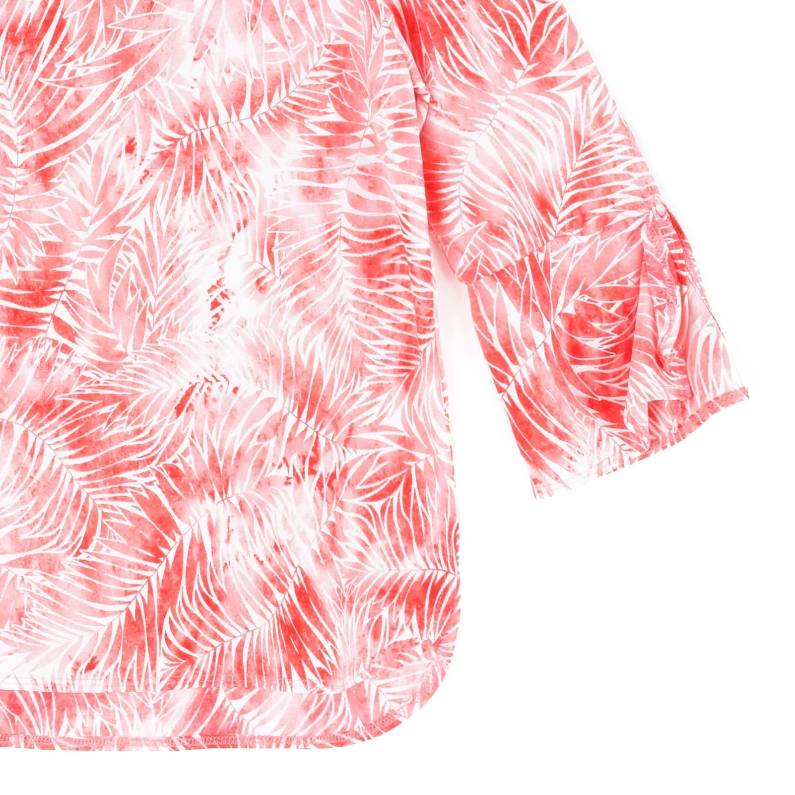 Light Knit - Tie Cuff Top - Palm Branch-Coral - Final Sale!