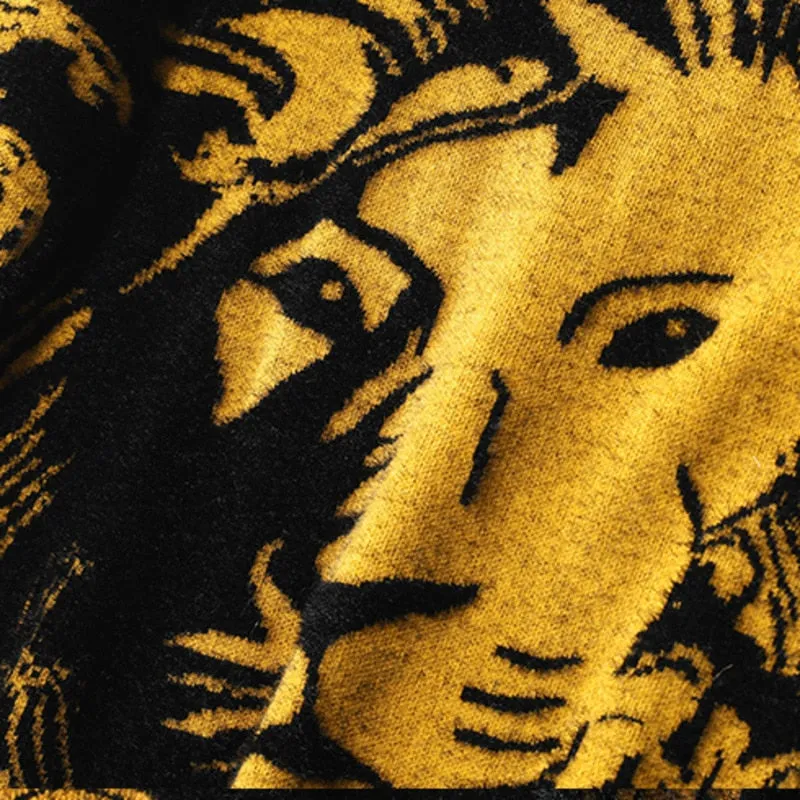 Lion Stare Black Printed Sweater