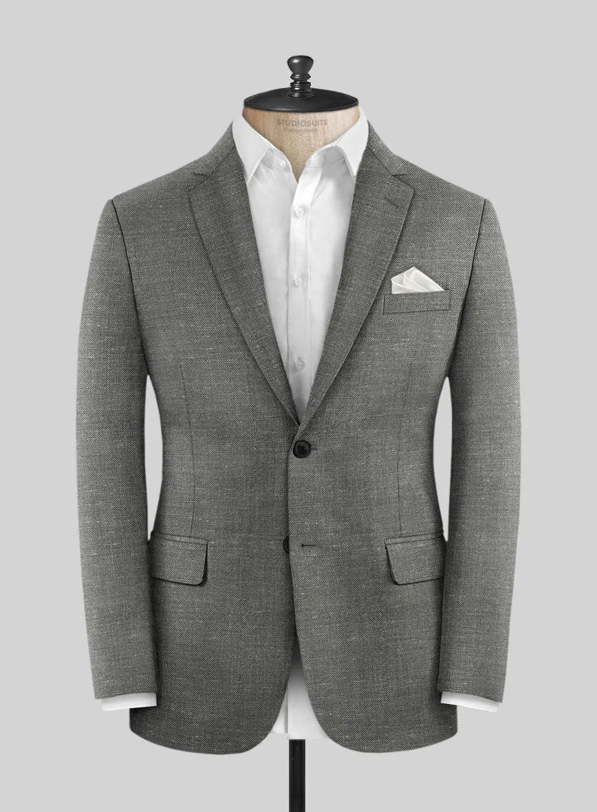 London Loom Gray Twill Wool Silk Linen Suit