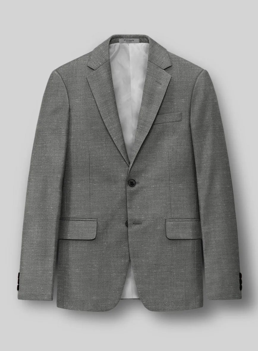 London Loom Gray Twill Wool Silk Linen Suit