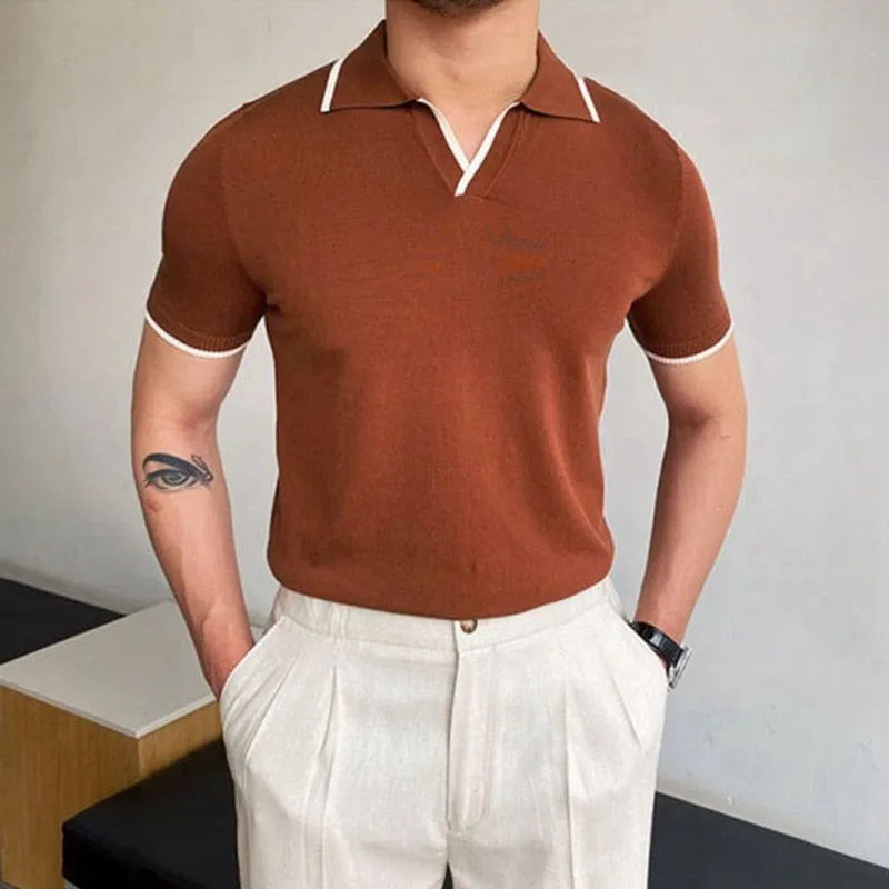 Men's Knitwear Short Sleeve Polo Shirt Casual Slim Lapel Cardigan Breathable Summer Polo Shirt  Fashion Clothes