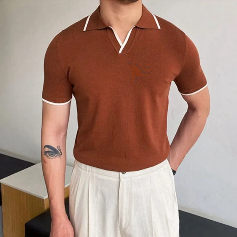 Men's Knitwear Short Sleeve Polo Shirt Casual Slim Lapel Cardigan Breathable Summer Polo Shirt  Fashion Clothes