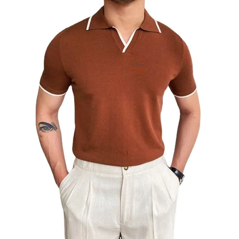 Men's Knitwear Short Sleeve Polo Shirt Casual Slim Lapel Cardigan Breathable Summer Polo Shirt  Fashion Clothes